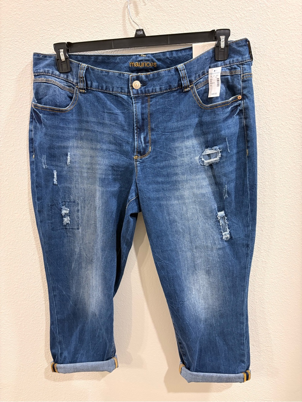 Maurices Distressed Cropped Blue Jeans